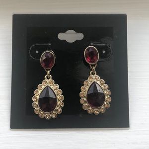Gold and burgundy drop earrings